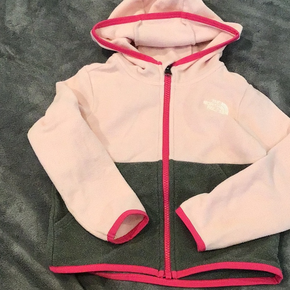 The North Face Kids Pink & Gray Fleece with hood